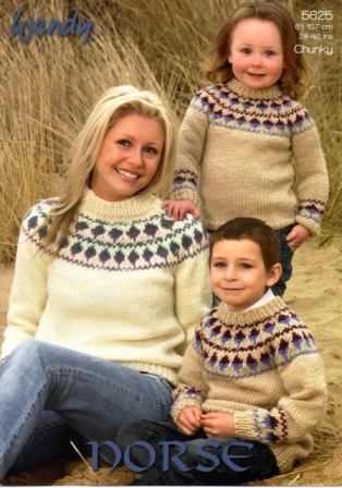 Knitting Pattern Wendy 5625 Norse Chunky Fair Isle Yoke Sweaters